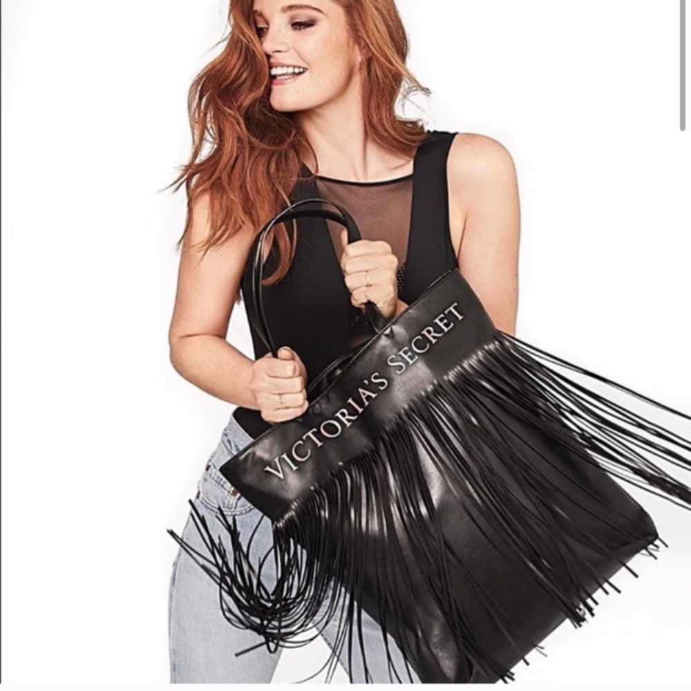 Victoria's Secret Black Tote with Fringe